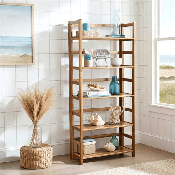 Fairway Avenue Home™ Solid Acacia 5 Tier Folding Bookcase - image 