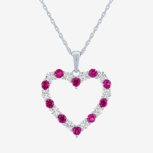 Gemstone Classics(tm) Lab Created Ruby & Sapphire Heart Pendant - image 