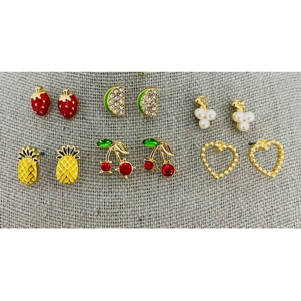 Ashley Fruit & Icon Post 6pk. Earring Set - image 