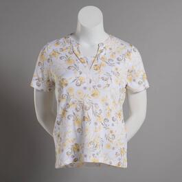 Womens Hasting & Smith Short Sleeve Viney Floral 2Fer Top