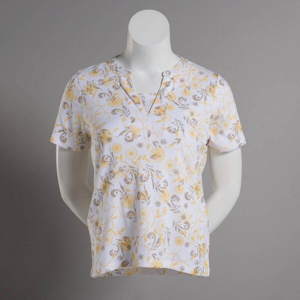 Womens Hasting & Smith Short Sleeve Viney Floral 2Fer Top - image 