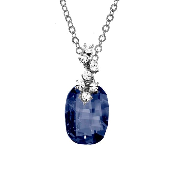 Crystal Colors Silver Plated Emerald Cut Crystal Pendant Necklace - image 