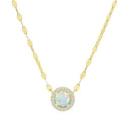 Gianni Argento Lab Opal Round Halo Pendant Necklace