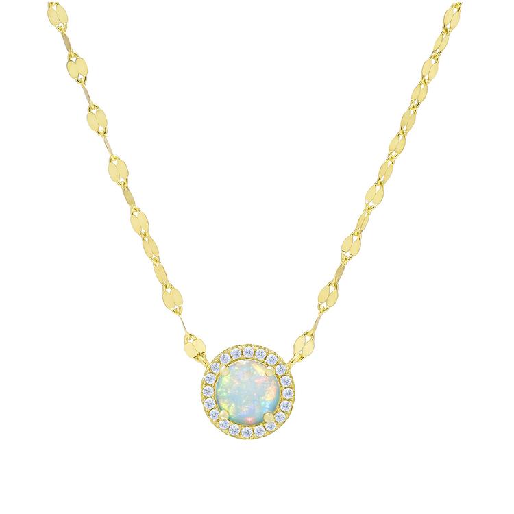 Gianni Argento Lab Opal Round Halo Pendant Necklace