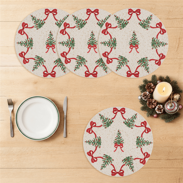 Avanti Bows & Trees Round Placemats - Set of 4