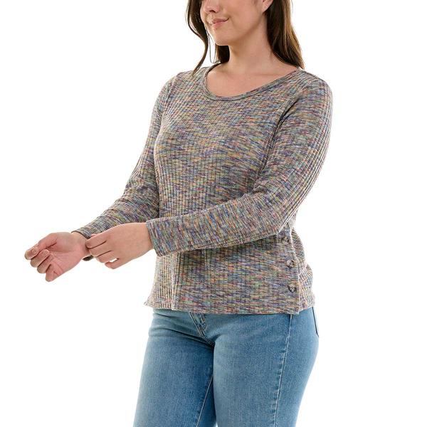 Womens Zac & Rachel Space Dye Melange Rib Knit Sweater - Boscov's