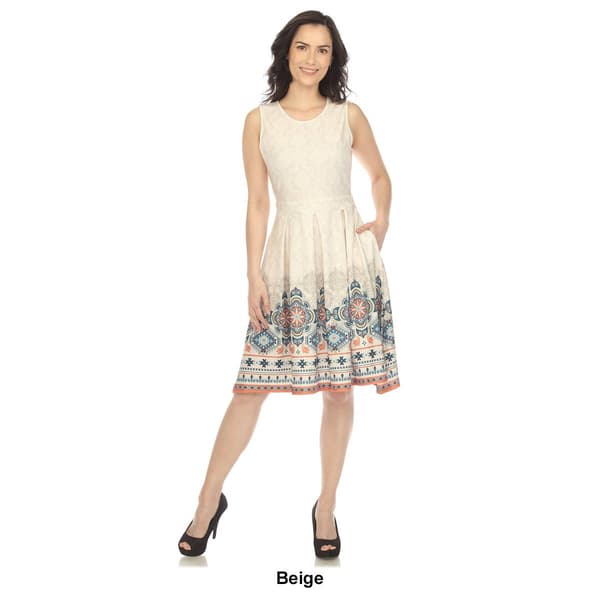 Womens White Mark Fit & Flare Knee Length Dress