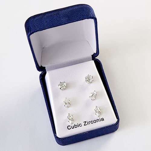 Trio Multi Shaped Cubic Zirconia Earrings - image 