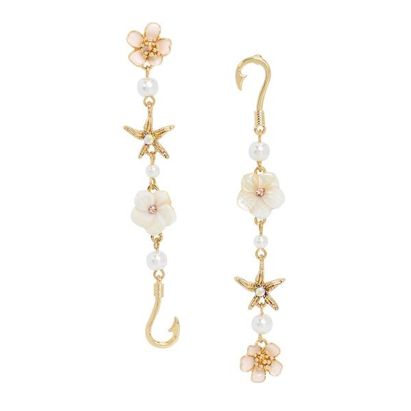 Betsey Johnson Mismatch Starfish Flower Earrings - image 
