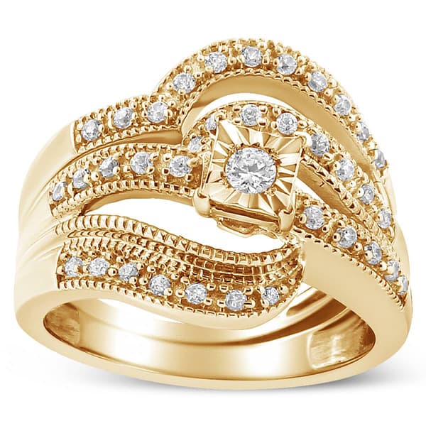 Haus of Brilliance 14kt. Gold Plated 1/3ctw. Diamond Bridal Set - image 