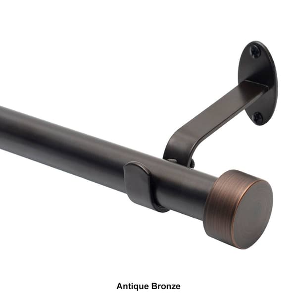 Serena Single Curtain Rod with Contemporary Cap Finial