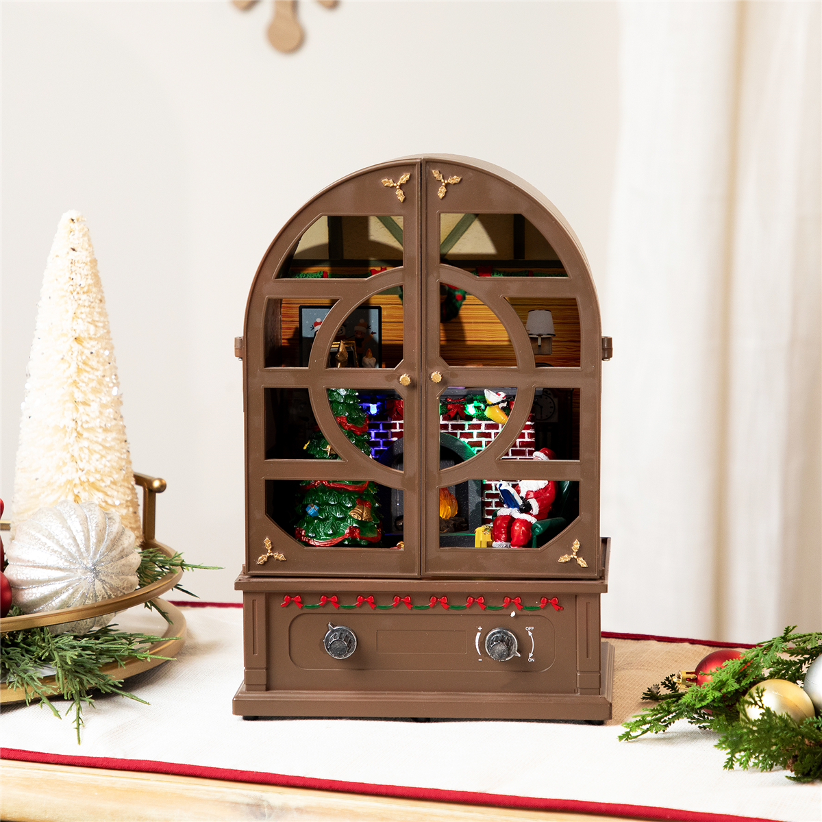 Northlight LED &amp; Musical Retro Radio with Santa Scene Decor