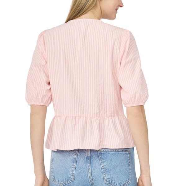 Womens Cece Elbow Puff Sleeve Triple Tie Front Stripe Blouse