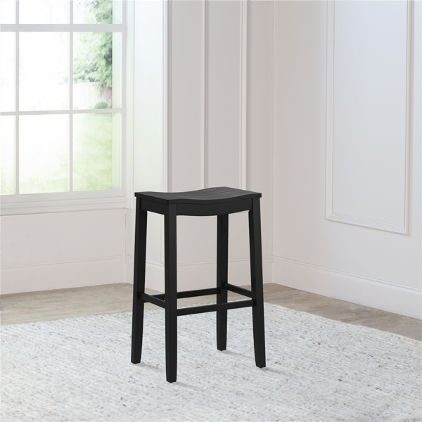 HH2 Home Fiddler Black Backless Bar Height Stool with Saddle Seat