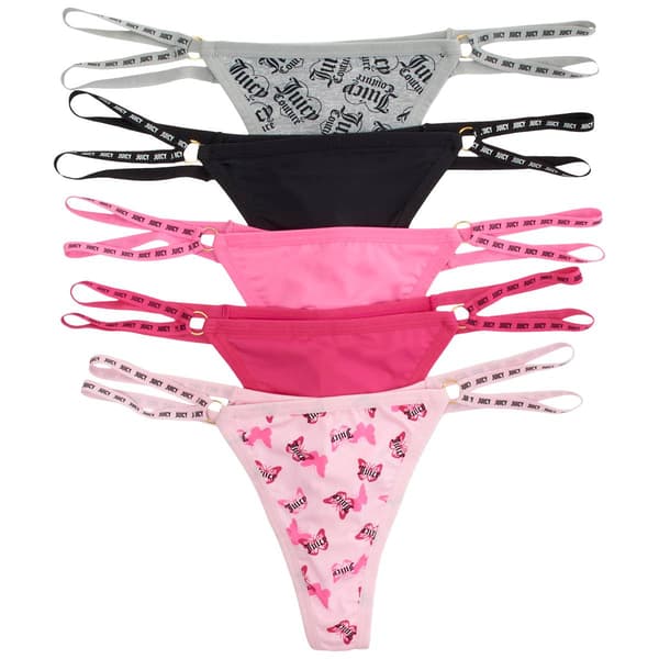 Juniors Juicy Couture 5pk. Micro Thongs w/ Logo JC3127-5PKAV