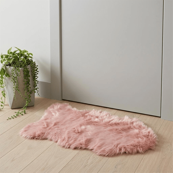 HomeRoots Dusty Rose Faux Sheepskin Washable Accent Rug - image 
