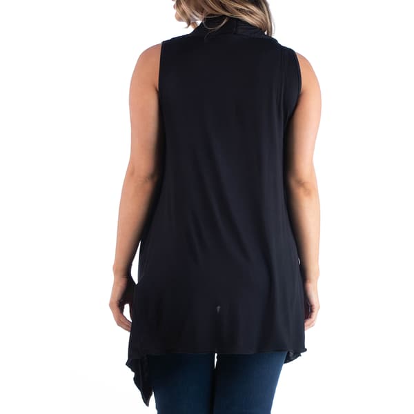 Plus Size 24/7 Comfort Apparel Asymmetric Sleeveless Cardigan