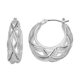 Napier Silver-Tone Hoop Click-Top Earrings