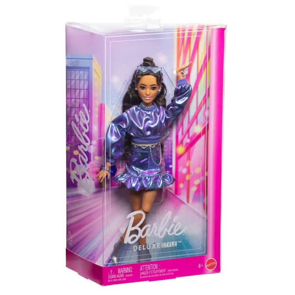 Barbie® Deluxe Style Fashion Doll #7 in Metallic Blue Top & Skirt