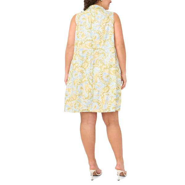 Plus Size MSK Sleeveless Paisley Button Front Shirtdress