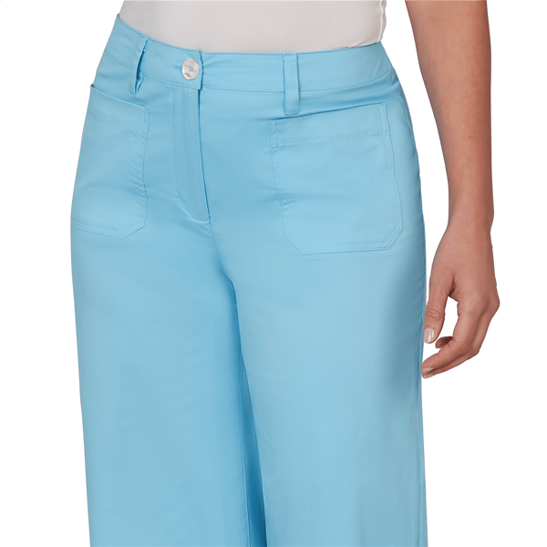 Petite Hearts of Palm Aqua Fresh Wide Leg Cropped Pants
