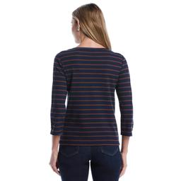 Petite Rafaella® 3/4 Sleeve Boat Neck Stripe Tee