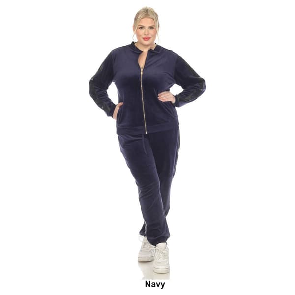 Plus Size White Mark 2pc. Tracksuit Set w/ Faux Leather Stripe