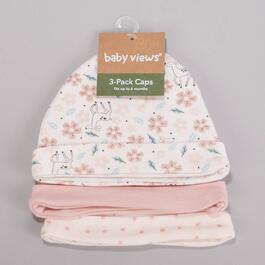 Baby Girl &#40;0-6M&#41; baby views&#40;R&#41; 3pk. Floral/Solid/Dot Caps