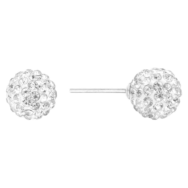 Athra 10mm Silver Plated Crystal Ball Stud Earrings - image 