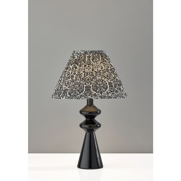 Adesso Dahlia Table Lamp with Pleated Navy/White Fabric Shade