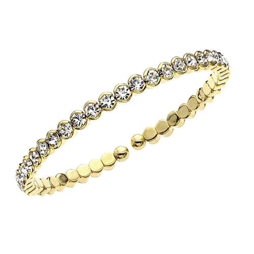 14kt. Gold Plated Single Honeycomb Crystal Coil Bracelet - image 