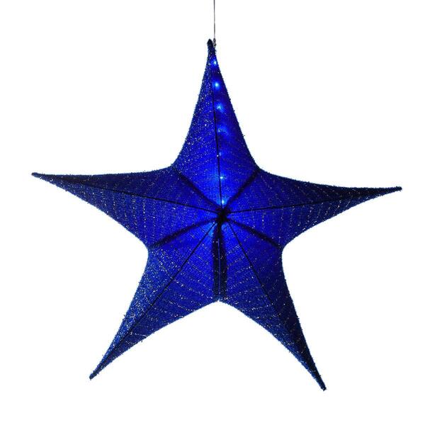 Evergreen Large Lighted Blue Fabric Star - image 
