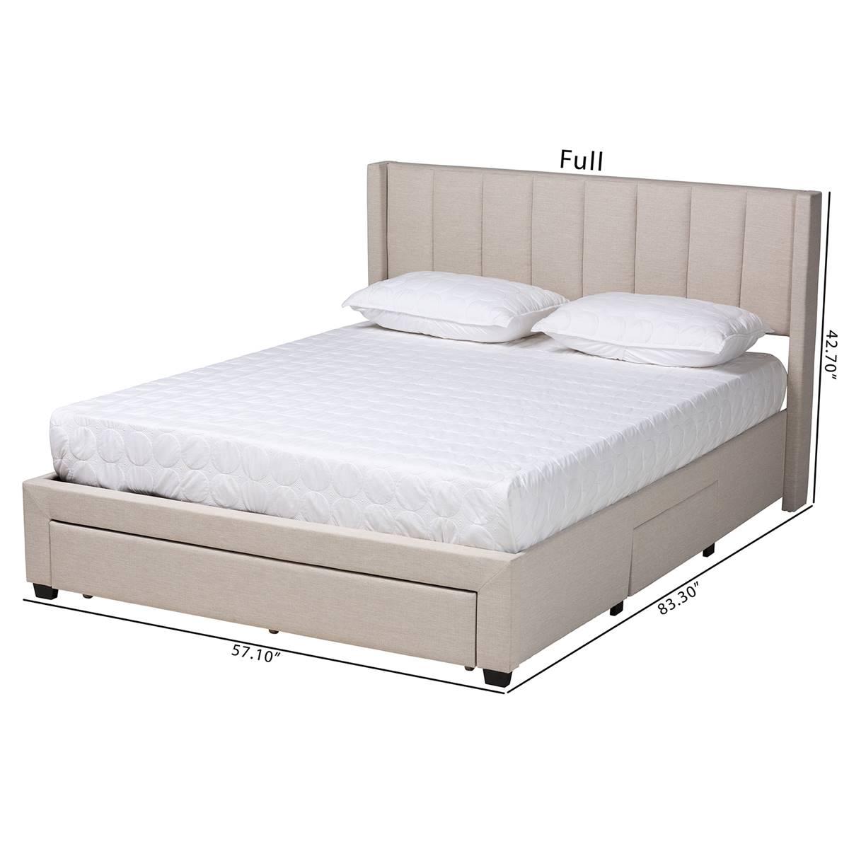 Baxton Studio Coronado Beige 3-Drawer Storage Platform Bed