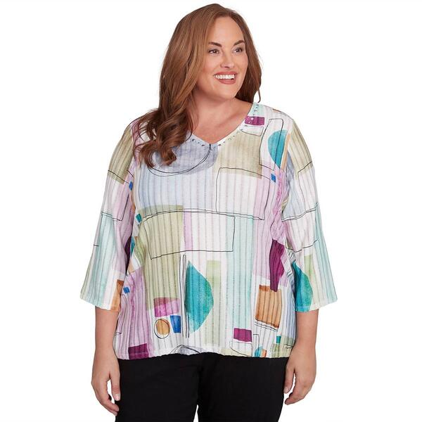 Plus Size Alfred Dunner Classics Geometric Biadere Knit Tee - image 