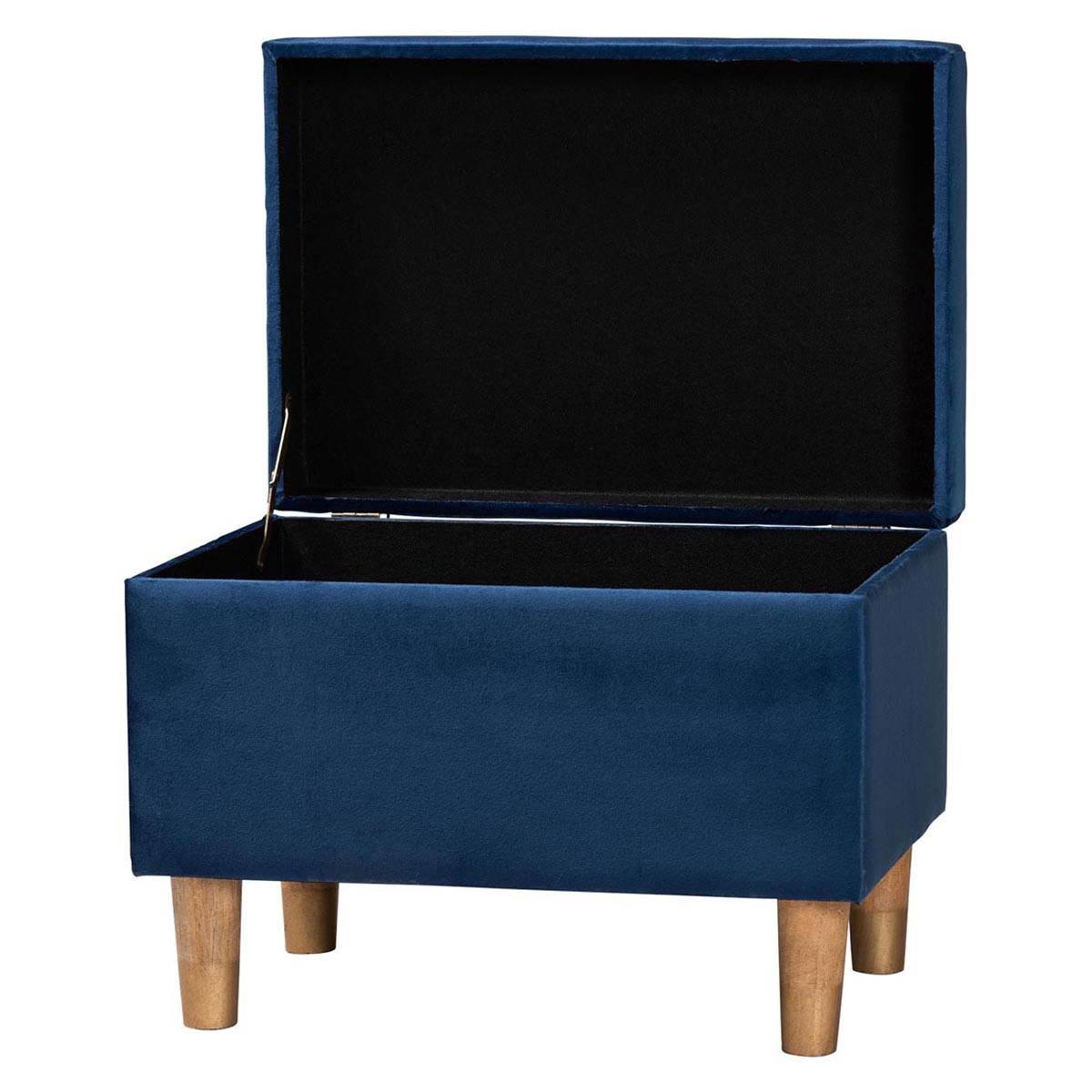 Baxton Studio Elias Modern Navy Velvet Fabric Storage Ottoman