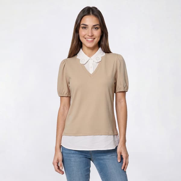 Womens Adrianna Papell Scallop Collar Two In One Blouse - image 
