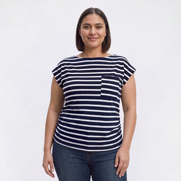 Plus Size Preswick & Moore Stripe Side Ruching Tee