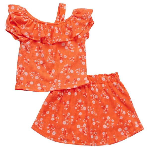 Girls &#40;4-6x&#41; Insta Girl&#40;R&#41; Knit Neon Floral Top & Skort Set - image 