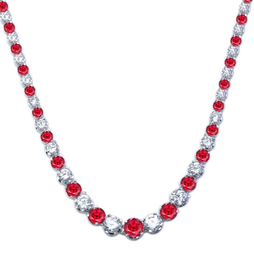 Silver Plated Ruby & CZ Necklace