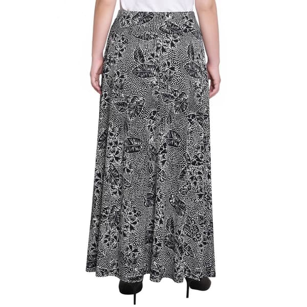 Womens NY Collection Pull-On Floral Dot O-Ring Skirt