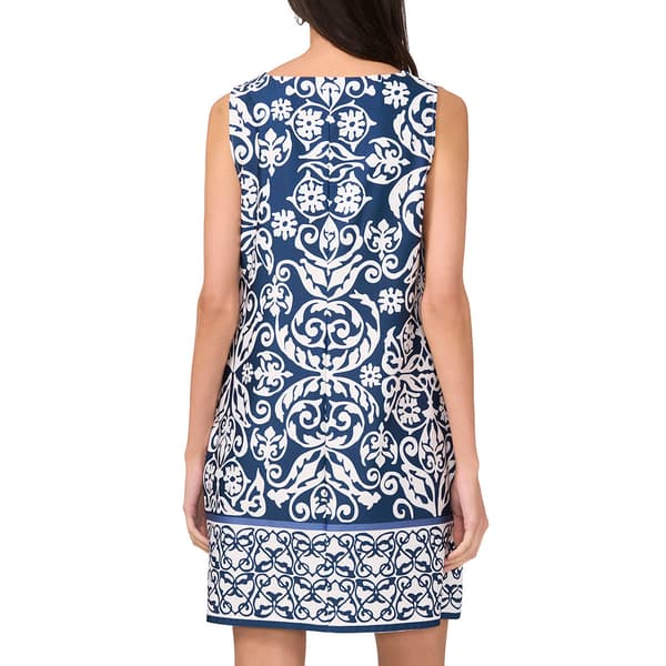 Womens MSK Sleeveless Damask Three Ring Sheath Dress