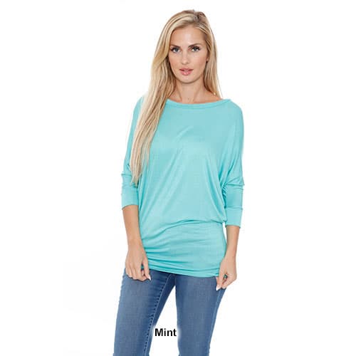 Womens White Mark Banded Dolman Center Marled Top