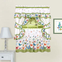 Achim Butterflies Printed Cottage Kitchen Curtain Set