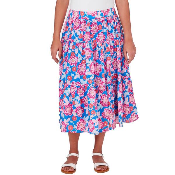 Petite Ruby Rd. Bright Blooms Garden Yoryu Floral Skirt - image 