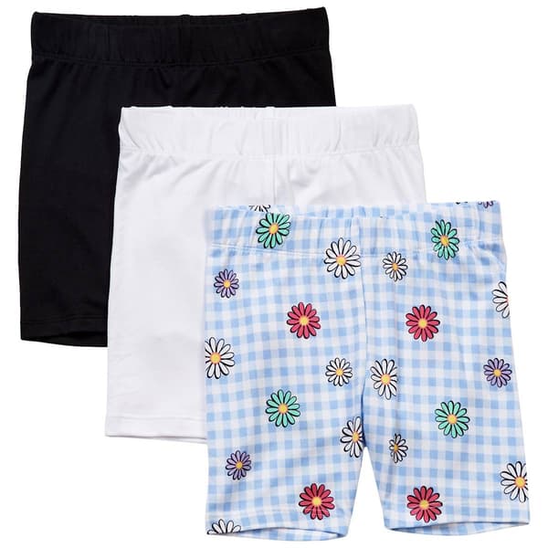 Girls (4-6x) Star Ride(R) 3pk. Daisy/Gingham & Solid Bike Shorts - image 
