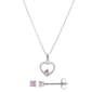 Pink Cubic Zirconia Stud Earrings & Heart Pendant Set - image 1