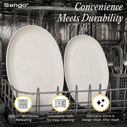 Sango Siterra 2pc. Speckled Stoneware Large Serving Platters Set