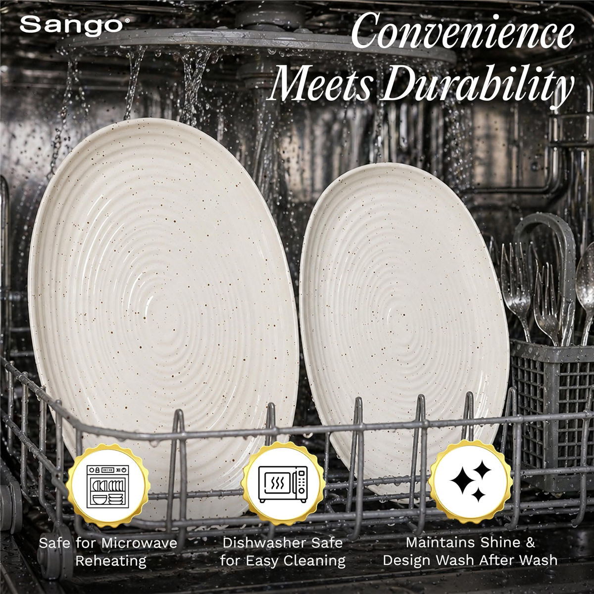 Sango Siterra 2pc. Speckled Stoneware Large Serving Platters Set