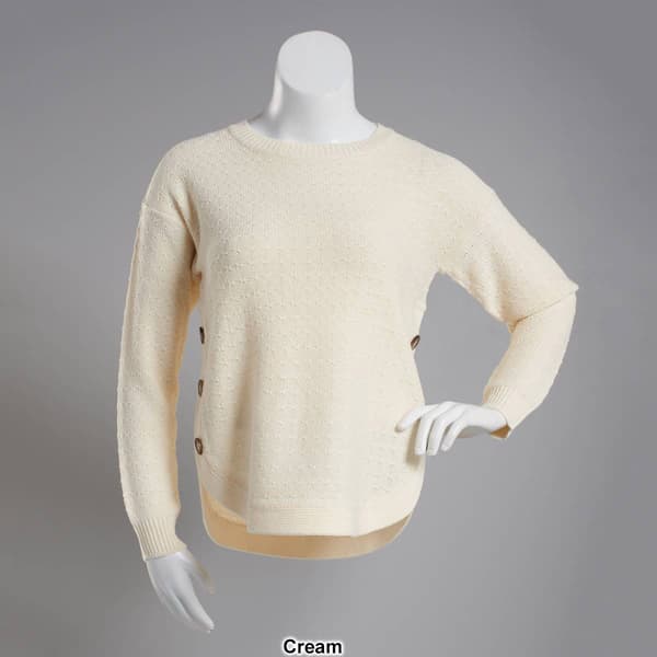 Womens Jason Maxwell Long Sleeve Pullover w/Side Buttons Sweater