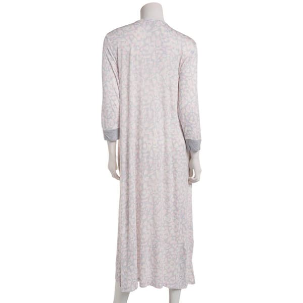 Womens Rene Rofe 3/4 Sleeve Abstract Ribbon Trim Nightgown